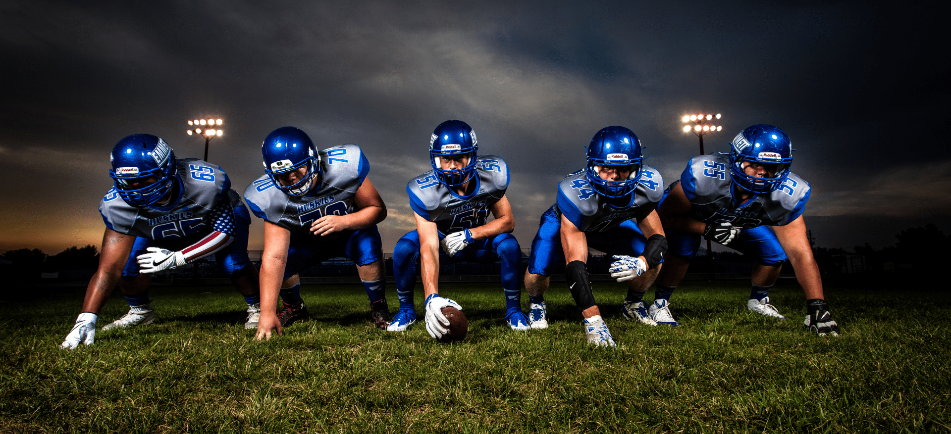 High school football shoulder pads for linemen