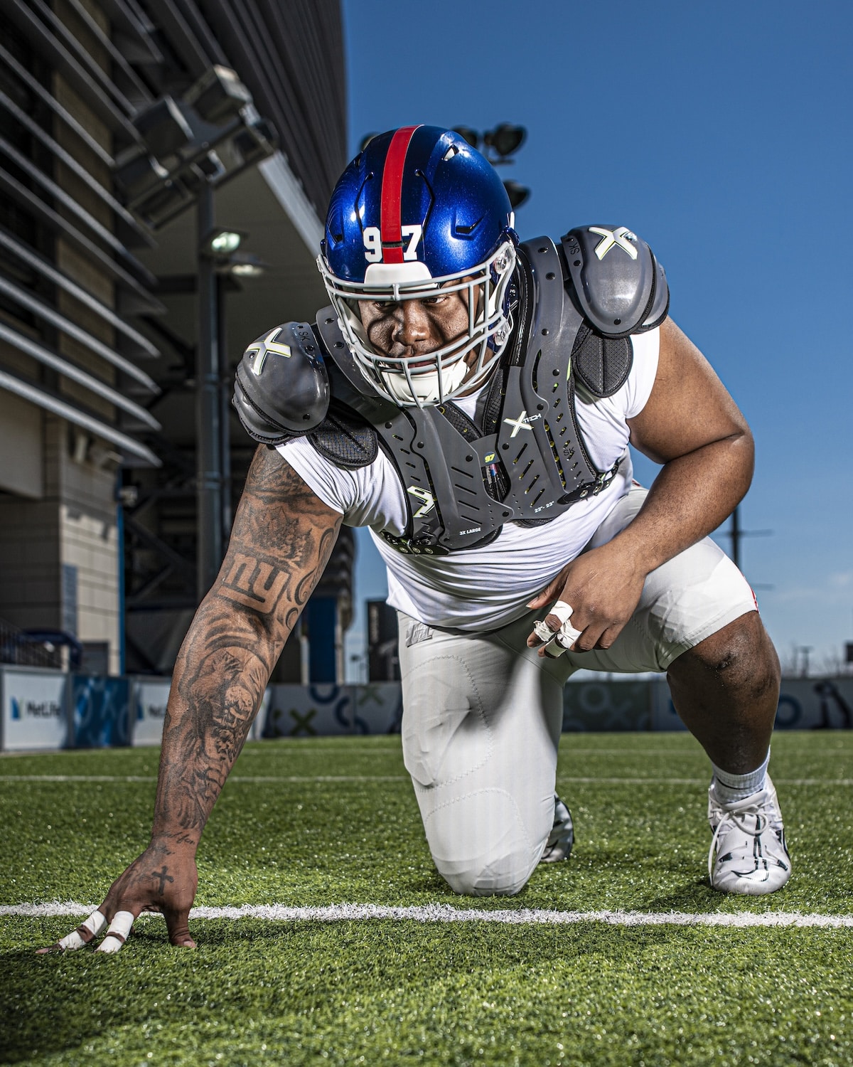Standard football shoulder pad option for linemen